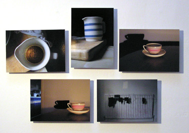 Fiona Larkin: [from left to right] Your impression of them ,  Surrounded ,  What they say ,  Amongst others ,  Untitled ; all 2006; all Light Jet print on Diabond and drawing; courtesy the artist